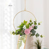 Faux floral wall decor close-up shot