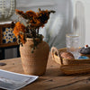Rattan flower basket vase close-up