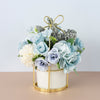 Faux floral potted plant close-up