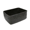 Small straw basket styled on shelf