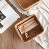Shallow rattan storage basket tray