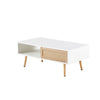 Rattan coffee table styled in living room