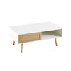 Rattan coffee table solid wood legs detail