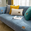 Plush cushion cover corner stitching detail