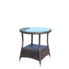 Round patio coffee table tempered glass close-up