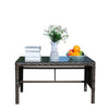 Rectangular patio coffee table tempered glass close-up