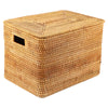 Handwoven rattan basket for blankets and toys